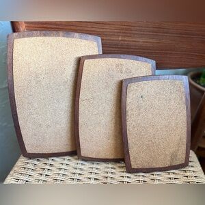 Vintage Mid Century Modern Teak & Cork Trivets (Set of 3) | Japan | MCM Hot Pads